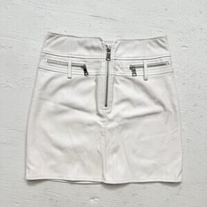 Tiger Mist White Faux Leather Mini Skirt Women’s Size S High Waist Zip Detail